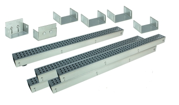 Edelstahlentwässerungsrinnen Bauhöhe 60 bis 80mm, Rost Anthrazit Qudratlochung SET Typ 5